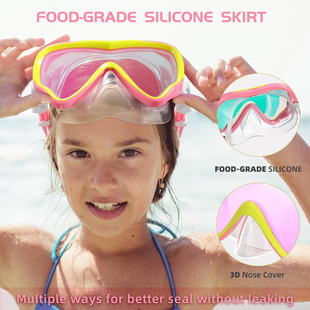 Seago Kids Swim Mask Swimming Goggles for Boys Girls Youth Toddlers 5-15, Anti-Fog No Leak 180 Clear Goggles Kids Pool Underwate