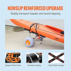 Vevor Heavy Duty Kayak Cart, 350Lbs Load Capacity, Foldable Canoe Trolley With 13'' Beach Wheels, Adjustable Carrier Width & Non
