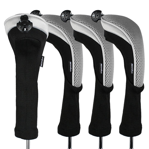 Andux 4Pcs/Pack Long Neck Golf Hybrid Club Head Covers Dial No. Tag Ctmt-02 Grey