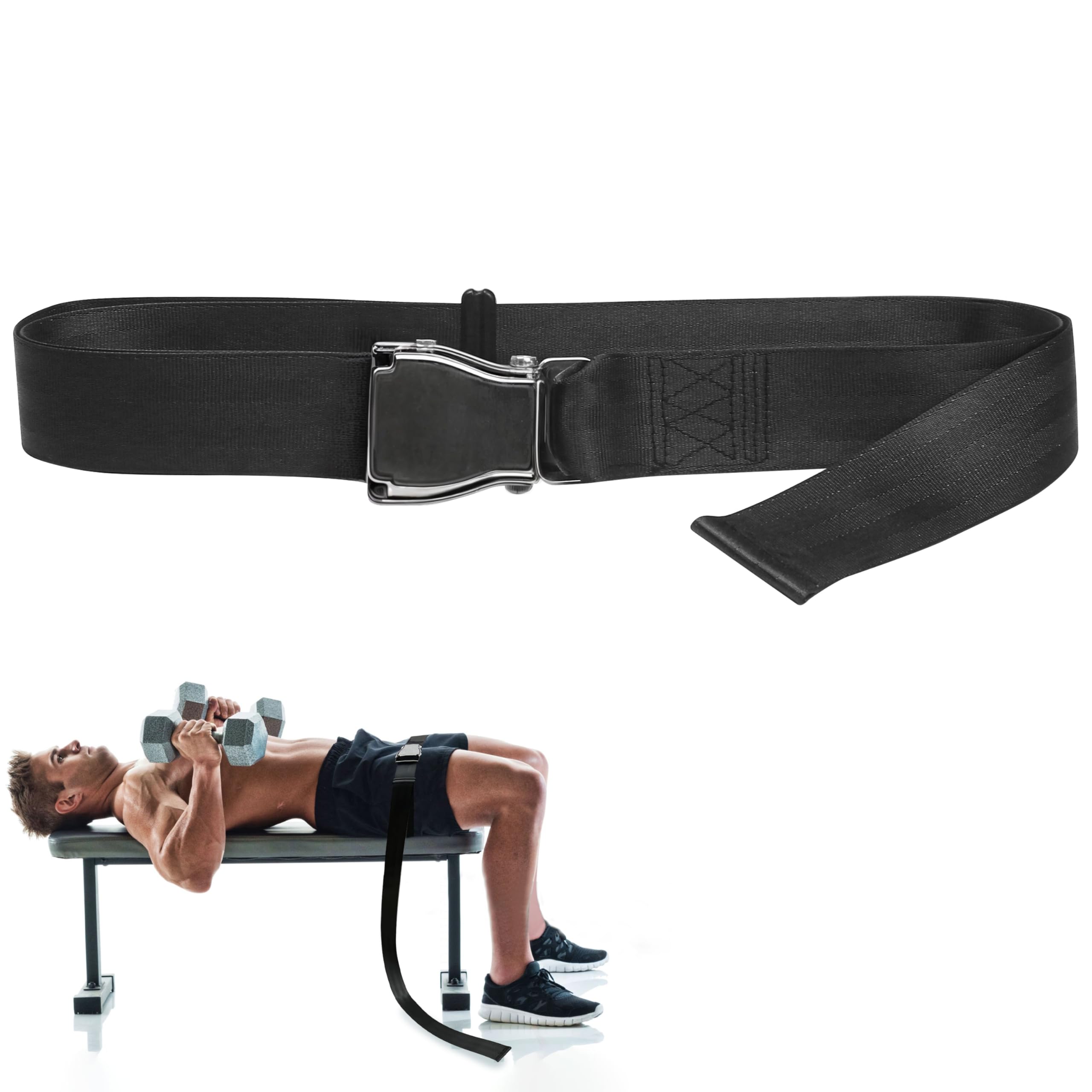 Belt Squat Collar for Nordic Hamstring Curl on Bench, 5.6Ft Long Buckle Strap for Seat Workouts Leg Extension Machines Achieve S