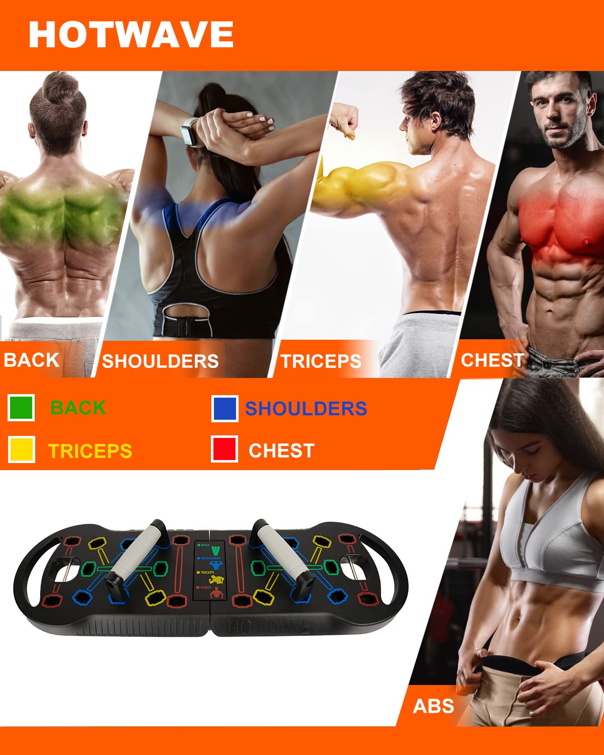 HOTWAVE Portable Exercise Equipment with 18 Gym Accessories.20 in 1 Push Up Board Fitness,Resistance Bands with Ab Roller Wheel,