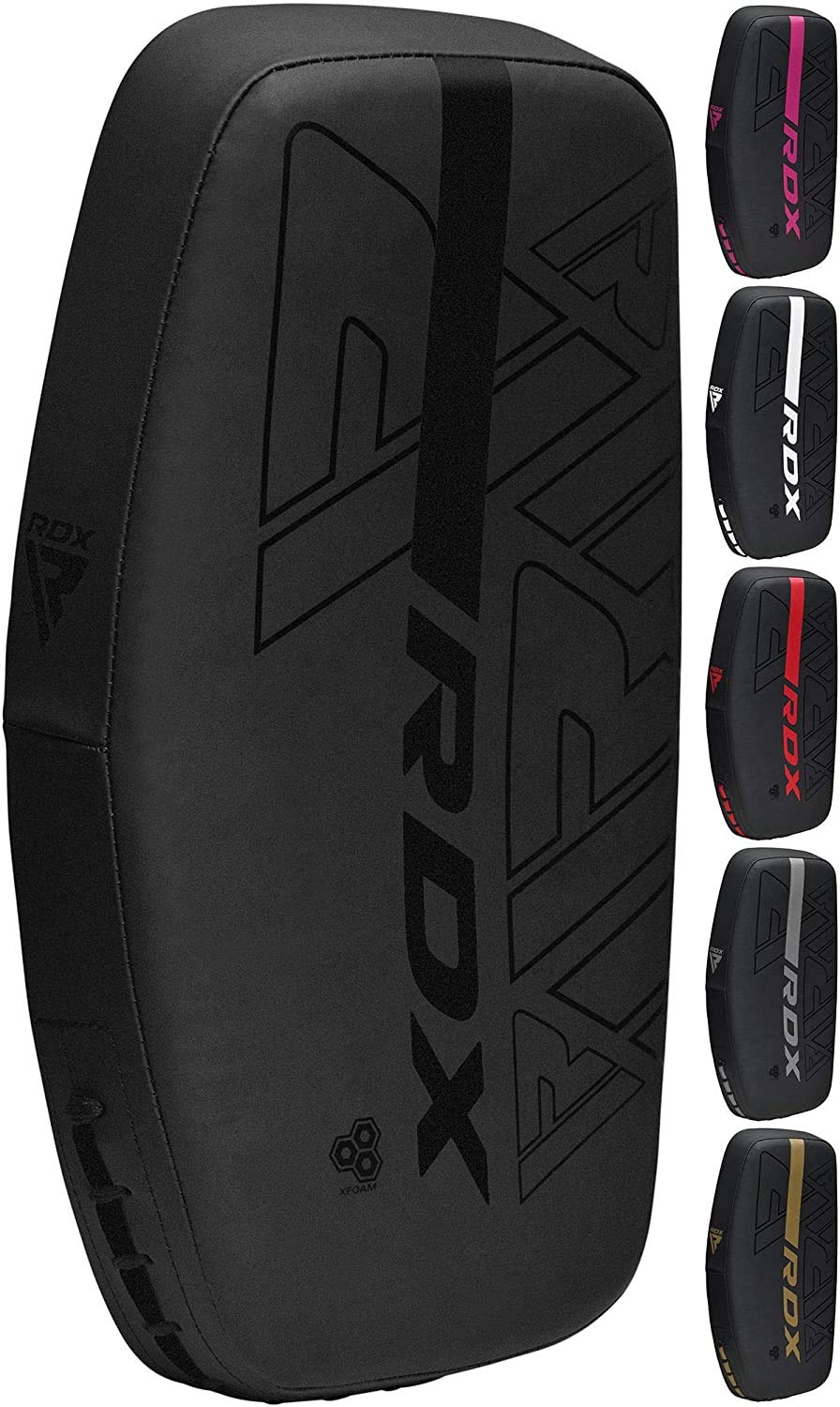 RDX Thai Pads Curved Kickboxing Muay Thai with Solid Handle Grip, Maya Hide Leather KARA Strike Shield for Knees Elbows Kicks Pu