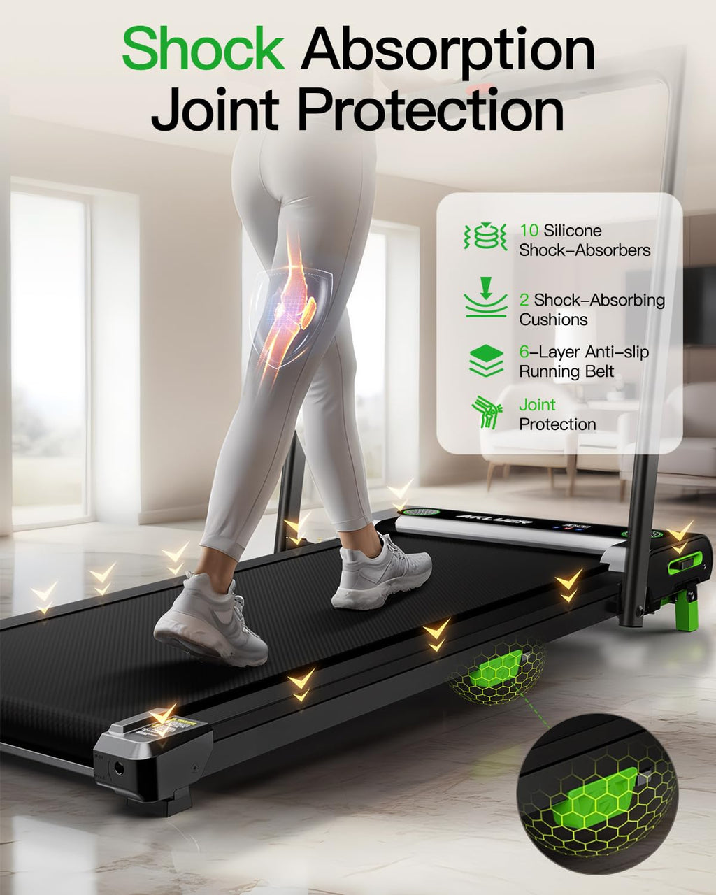 Akluer Walking Pad Treadmill, 330Lbs Capacity, Compact Walking Pad, 2.5Hp Desk Treadmills, 45Db Silent Operation, Foldable Tread