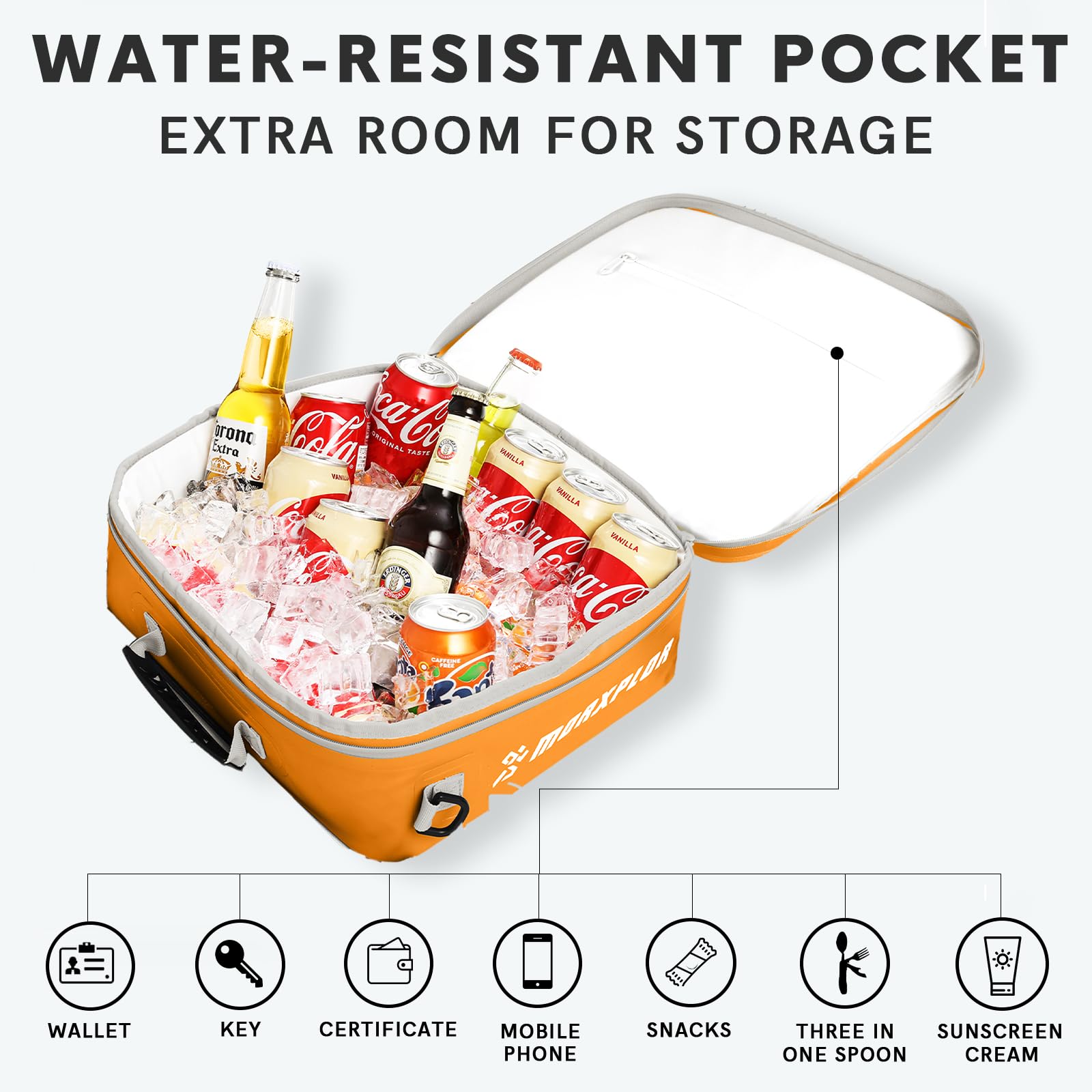 Morxplor Waterproof Pvc Paddleboard Cooler Deck Bag - 12 Can Soft Insulated Cooler For Paddleboarding, Camping, Kayaking
