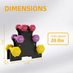 Fitvids Neoprene Dumbbell Set with Rack - Multiple Weight Options - 20LB Set (2/3/5LB Pairs) - Color Series