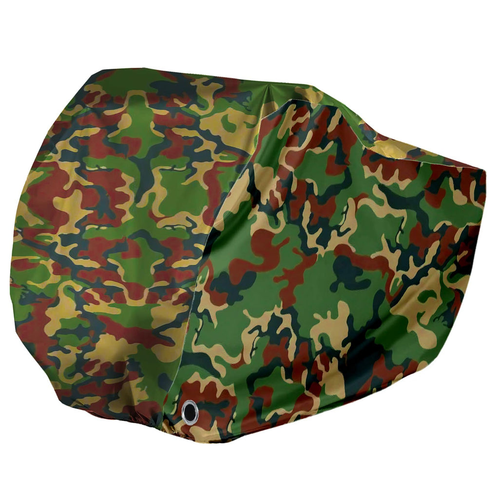 Camouflage With Silver Trim Bike Cover Fits 3 Bikes, Maveek Bicycle Cover 190T With Lock Hole Waterproof Weatherproof Dustproof 