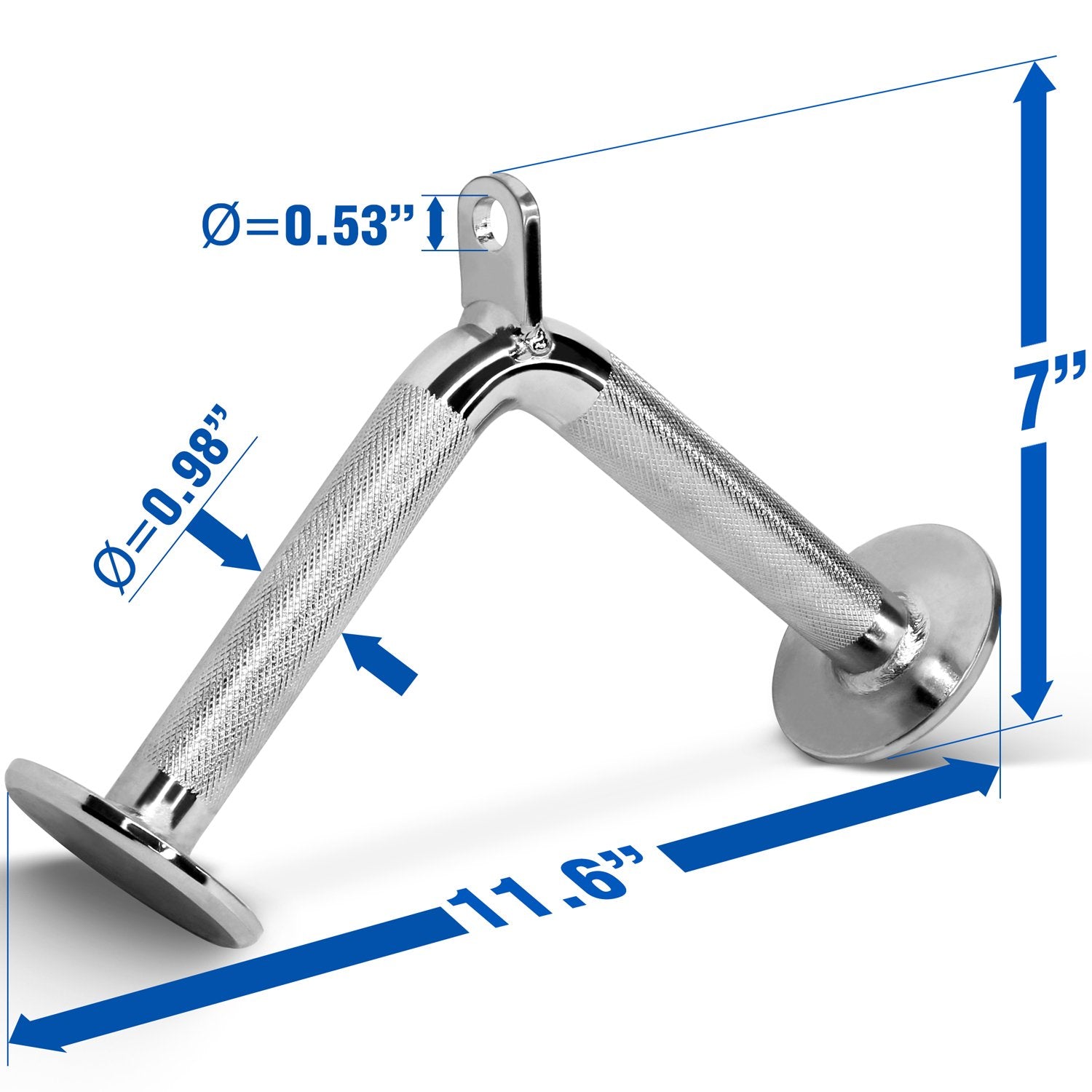 Yes4All Lat Cable Attachment, Tricep Press Down Bar With Diamond Knurl Handle, Support Up To 880 Lbs (Chrome - V Shaped Bar)