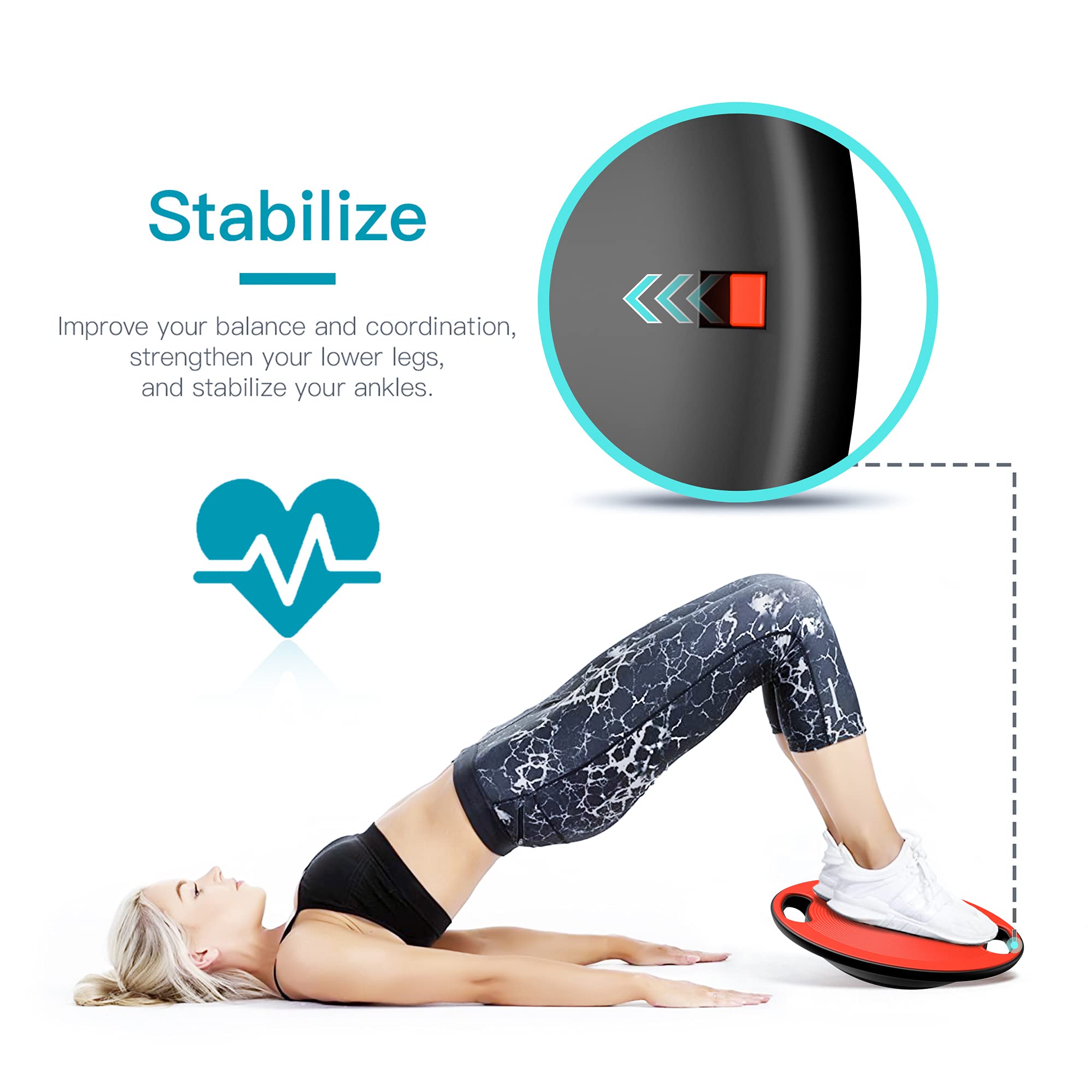 Everymile Wobble Balance Board, Exercise Balance Stability Trainer Portable With Handle For Workout Core Physical Therapy & Gym