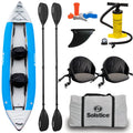 SOLSTICE Inflatable Kayak Boat - Durable, Portable & Adventure-Ready, Heavy Duty PVC - Adjustable Bucket Seat, Bungee Storage, S