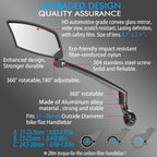 Briskmore Handlebar Bike Mirror, Scratch Resistant Glass Lens, Ajustable And Rotatable Safe Rearview Bicycle Mirror For Left Sid