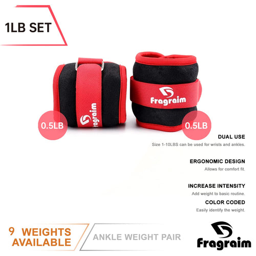 Ankle Weights For Women, Men And Kids - 0.5 Lb X 2 Strength Training Wrist/Leg/Arm Weight With Adjustable Strap For Jogging, Gym