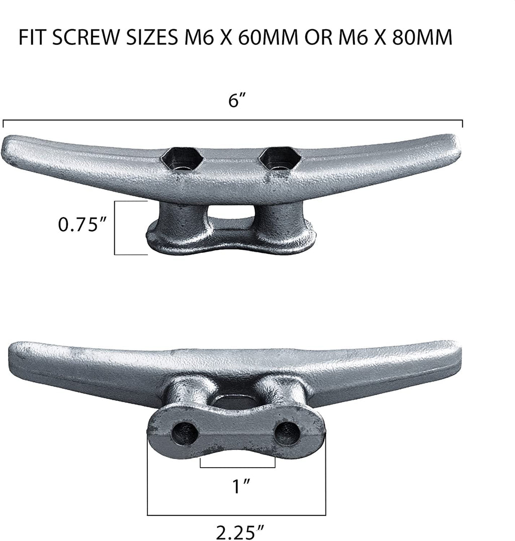 Simplified Living 6'' Boat Dock Cleats: Rough Cast Hot Dipped Galvanized Iron: 4, 8, 16 Pack (8 Pack)