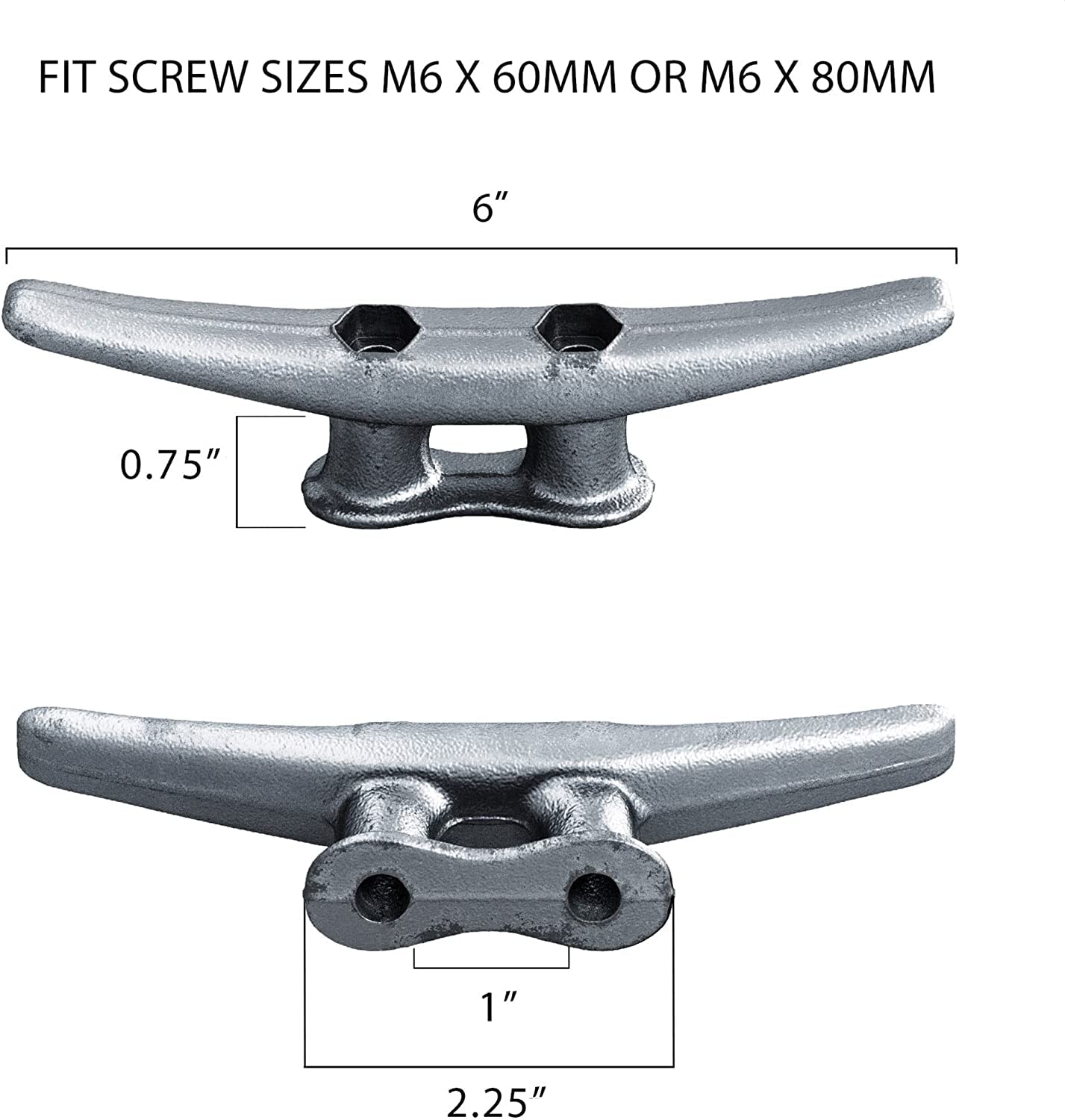 Simplified Living 6'' Boat Dock Cleats: Rough Cast Hot Dipped Galvanized Iron: 4, 8, 16 Pack (8 Pack)