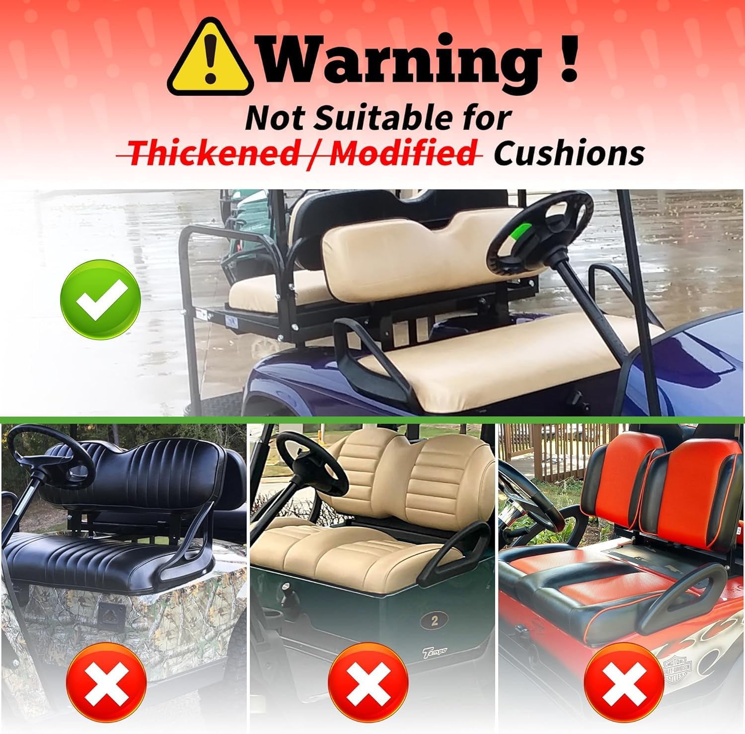 10L0L Golf Cart Front With Rear Seat Cover Set For Ezgo Txt Rxv & Club Car Ds 4 Passenger Models Bench Seat Covers Kit Breathabl