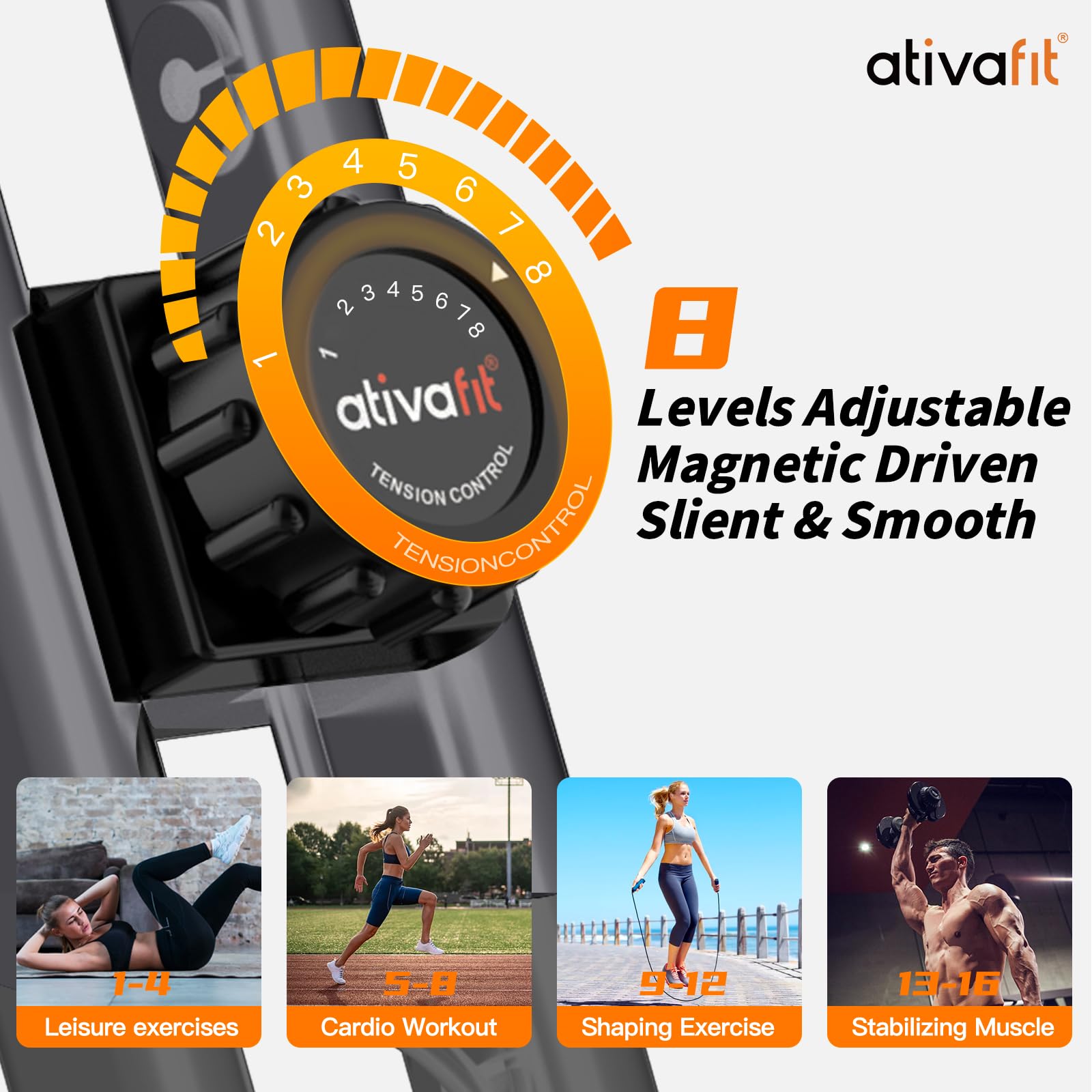 Ativafit Folding Exercise Bike Foldable Fitness Indoor Stationary Bike Magnetic 3 In 1 Upright Recumbent Exercise Bike For Home