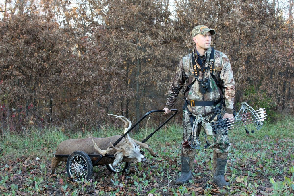 Muddy Mule Game Cart - 16' Wide X 40' Long Durable Steel Foldable Outdoor Hunting Game Transporter With Rubber-Coated Handle, 30