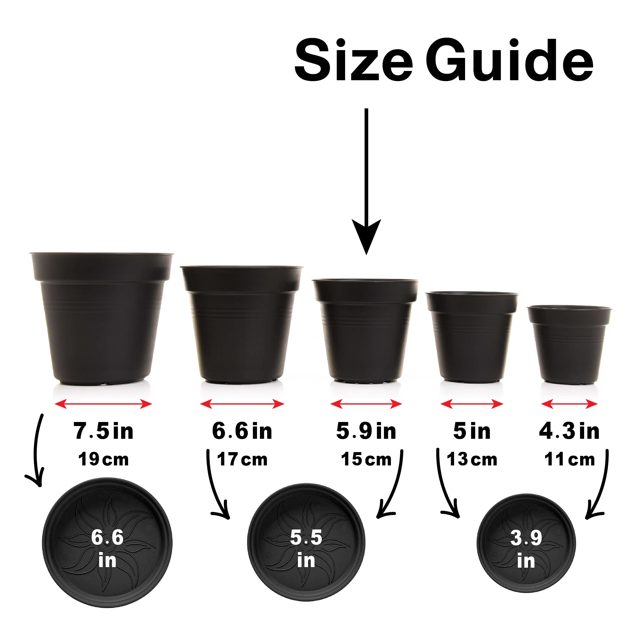 Mintra Home Garden Pots 4Pk (Grey, 15Cm Diameter (59In))
