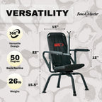 Benchmaster Sniper Seat Shooting Chair With Shooting Rest, 360 Degree Rotation, Adjustable Recline, Removable Arms, Adjustable L