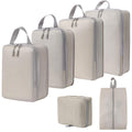Ujeavette 6 Pieces Compression Packing Cubes Laundry Bags For Holidays Outdoor Camping Beige