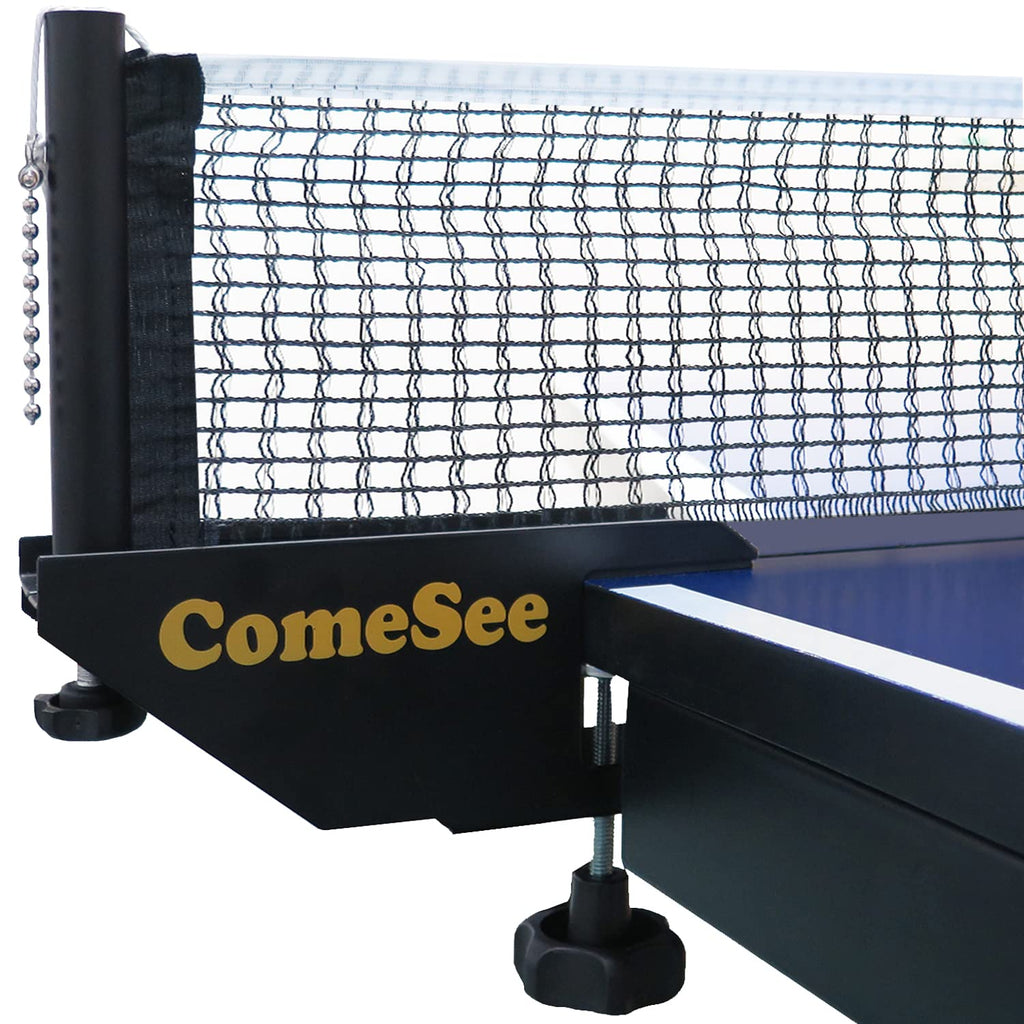 Comesee Professional Table Tennis Ping Pong Net Post Set Strength Screw Clamp With Net Clip Insert, 1.65 Inch Width Grip Holder,