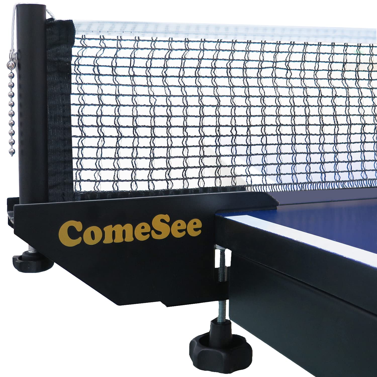 Comesee Professional Table Tennis Ping Pong Net Post Set Strength Screw Clamp With Net Clip Insert, 1.65 Inch Width Grip Holder,