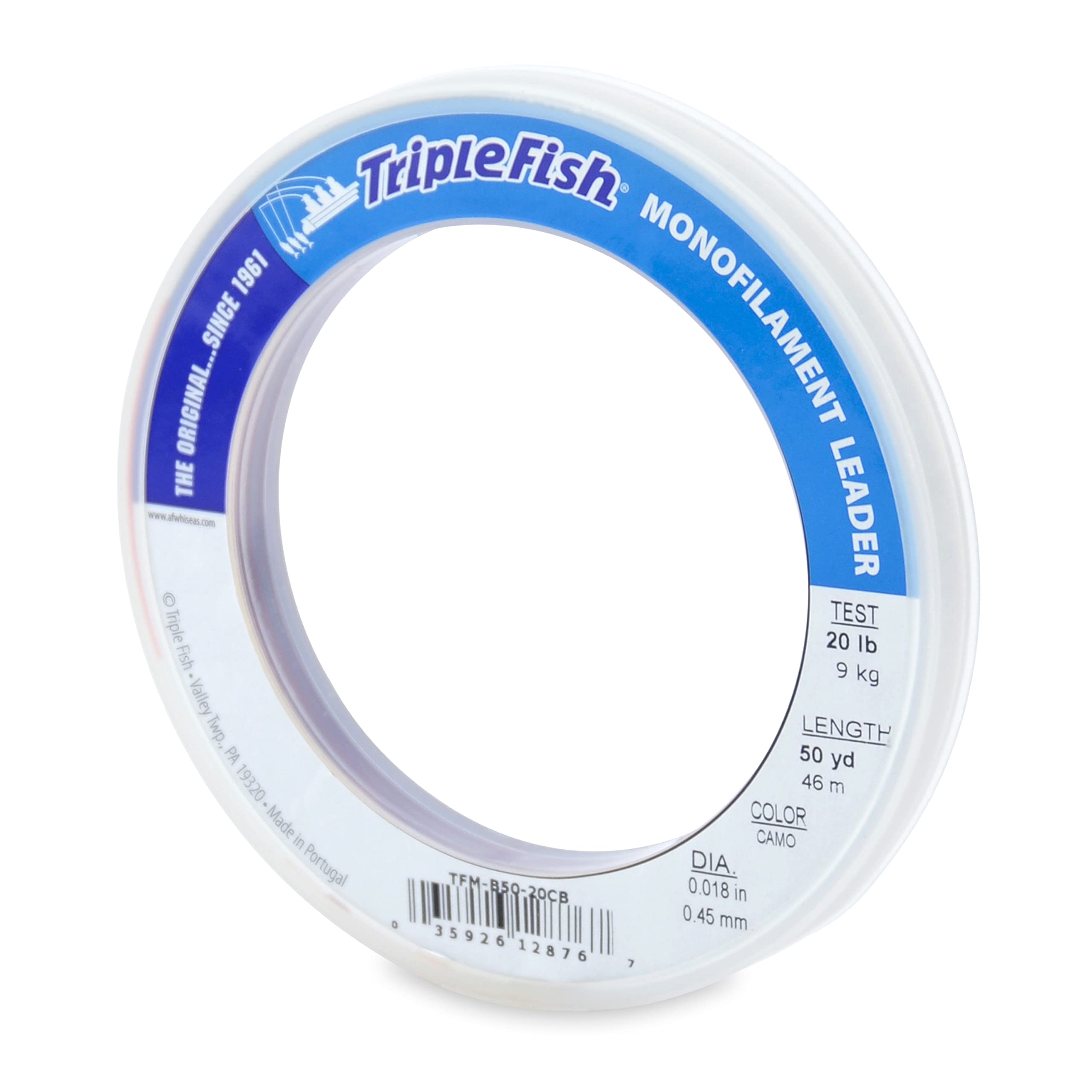 Triple Fish Monofilament Leader, 20 lb / 9.1 kg Test, .018 in / 0.45 mm Dia, Camo, 50 yd / 46 m