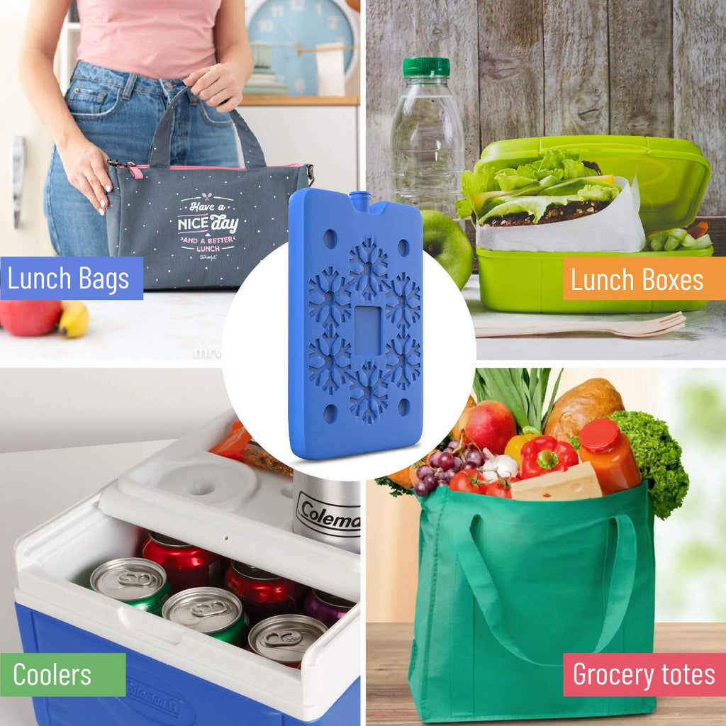 Ice Packs For Lunch Bags & Coolers (6-Piece Set) Cooler Bag For Work, School, Picnic Or Camping | Reusable Freezer Ice Pack