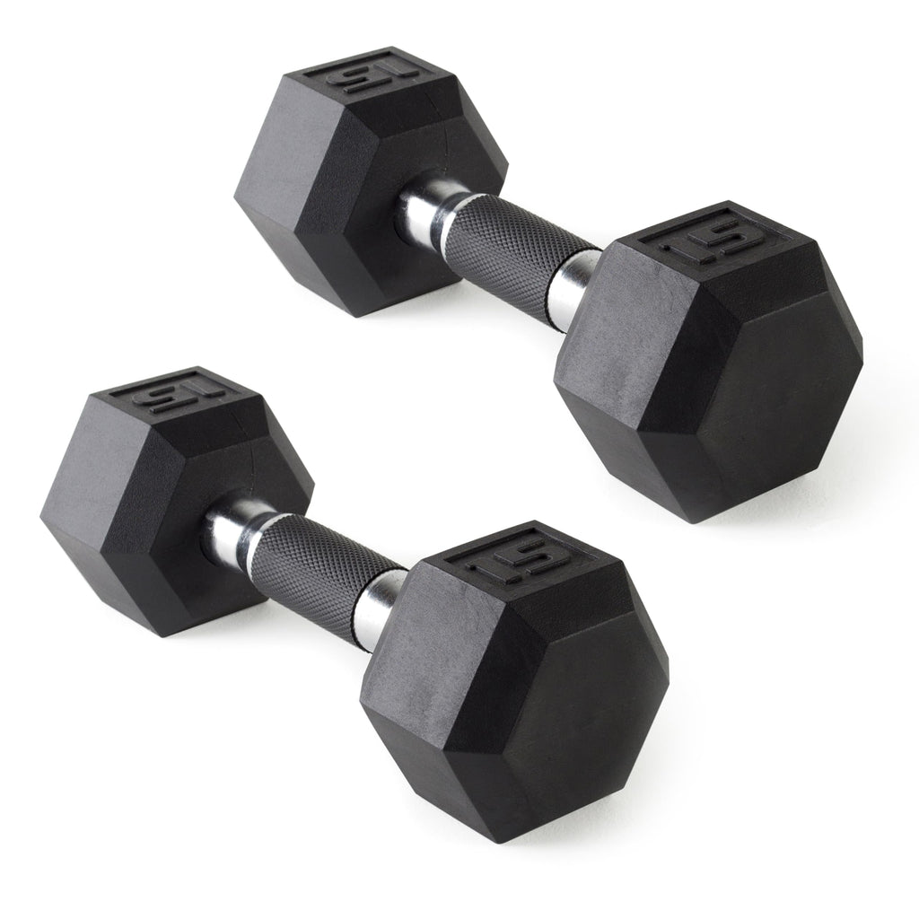 Cap Barbell 15 Lb Coated Hex Dumbbell Weight Pair With Padded Grip