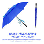 Mrtlloa 68 Inch Automatic Open Royal Blue Golf Umbrella, Extra Large Oversize Double Canopy Vented Windproof Waterproof Stick Um