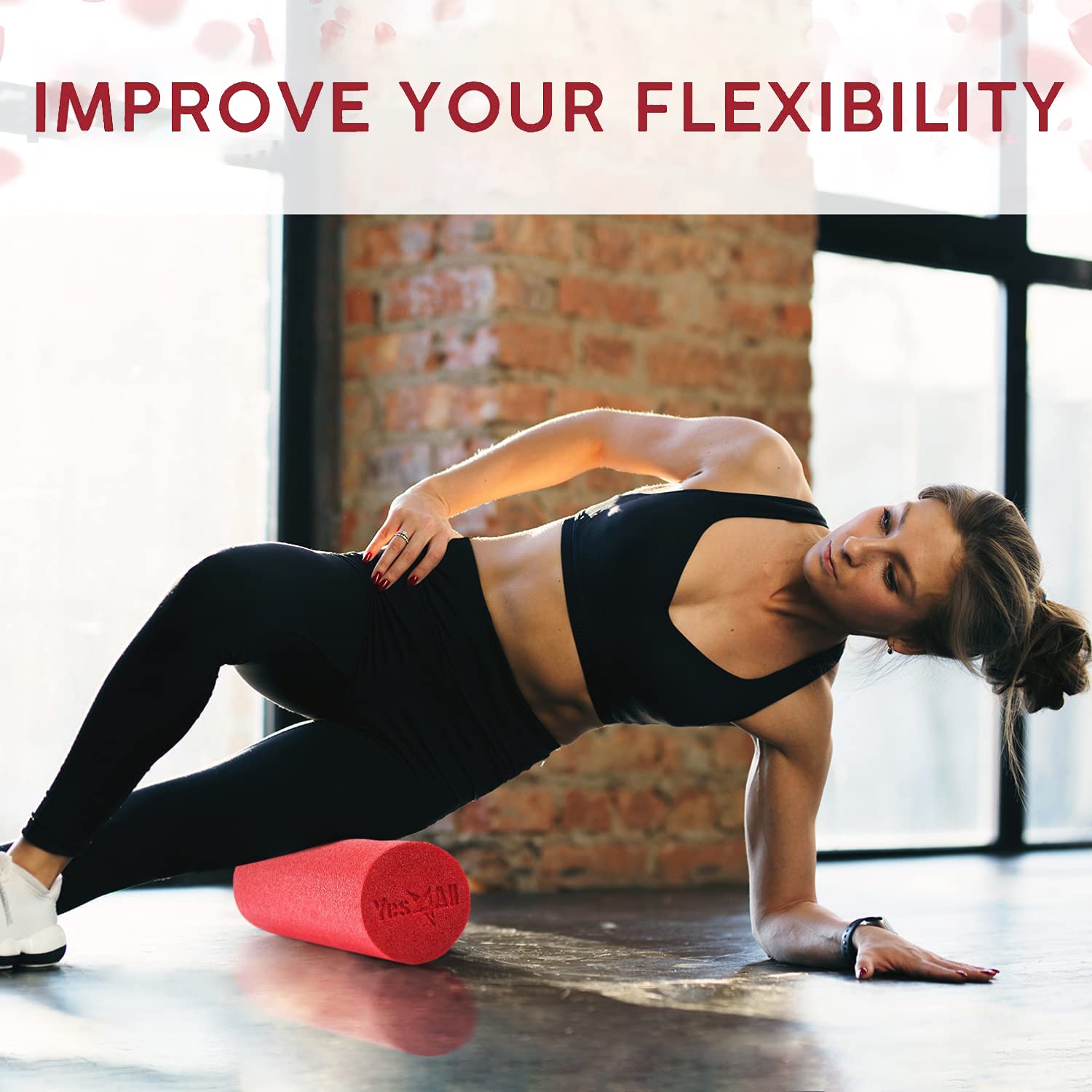 Yes4All Soft-Density Round Pe Foam Roller For Pilates, Yoga, Stretching, Balance & Core Exercises - 18 Inch Red