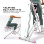 Sunny Health & Fitness Pink Row-N-Ride Plus, Squat Assist Trainer for Glutes and Full Body Workout, 330 LB Capacity, Adjustable