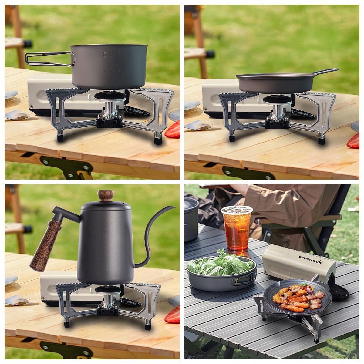 Dawn Deer Portable Cassette Stove With Delicate Storage Bag, Foldable Camp Stove Compact Camping Stove, 2200W Folding Butane Gas