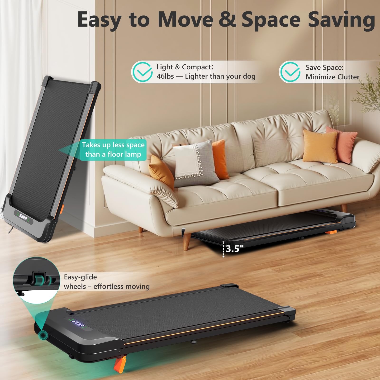 Walking Pad With Incline, Portable Treadmill For Home, 4 In 1 Walking Pad Incline With Remote Control 265Lb Capacity, 2.5Hp Comp