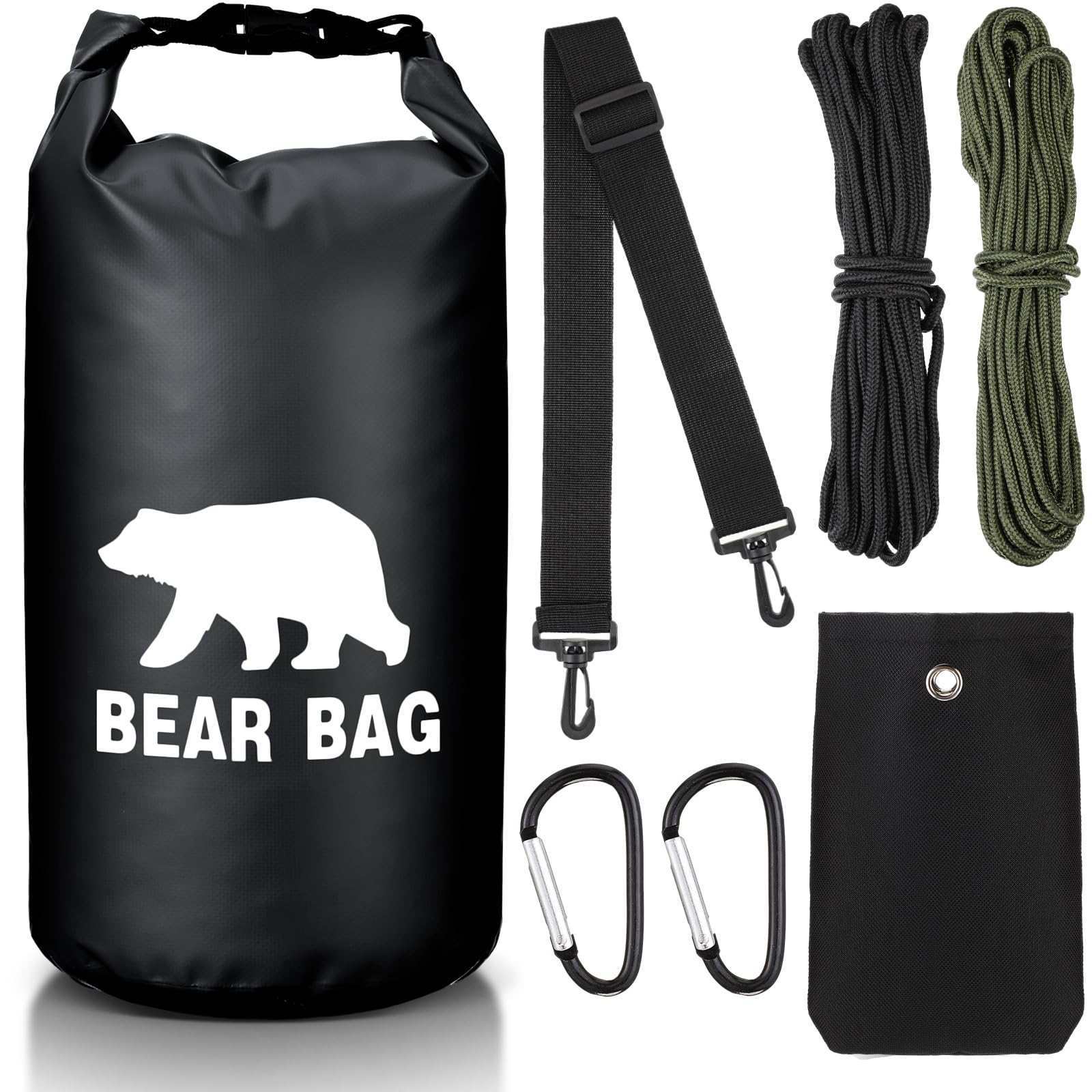 Foilswirl 1 Set Bear Food Bag For Camping Ultralight Food Hanging System Includes Waterproof Bear Bag, Nylon Ropes, Hooks For Ca