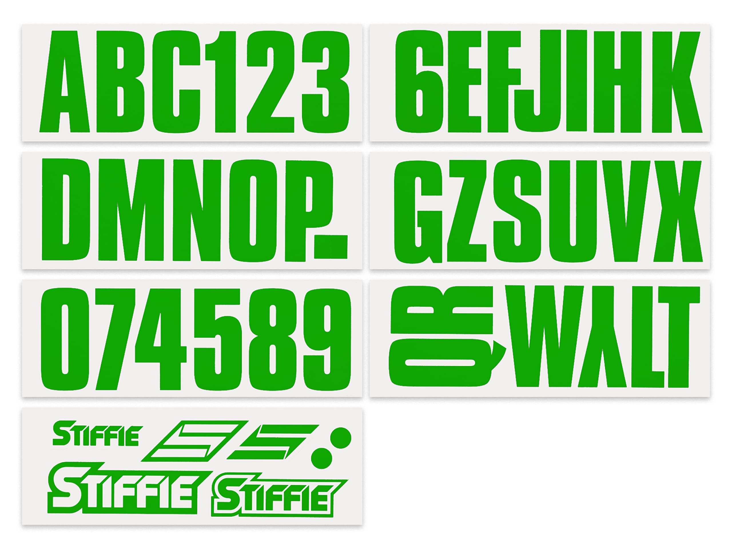 Stiffie Uniline Green 3'' Boat & Pwc Registration Decals  Numbers Letters Stickers