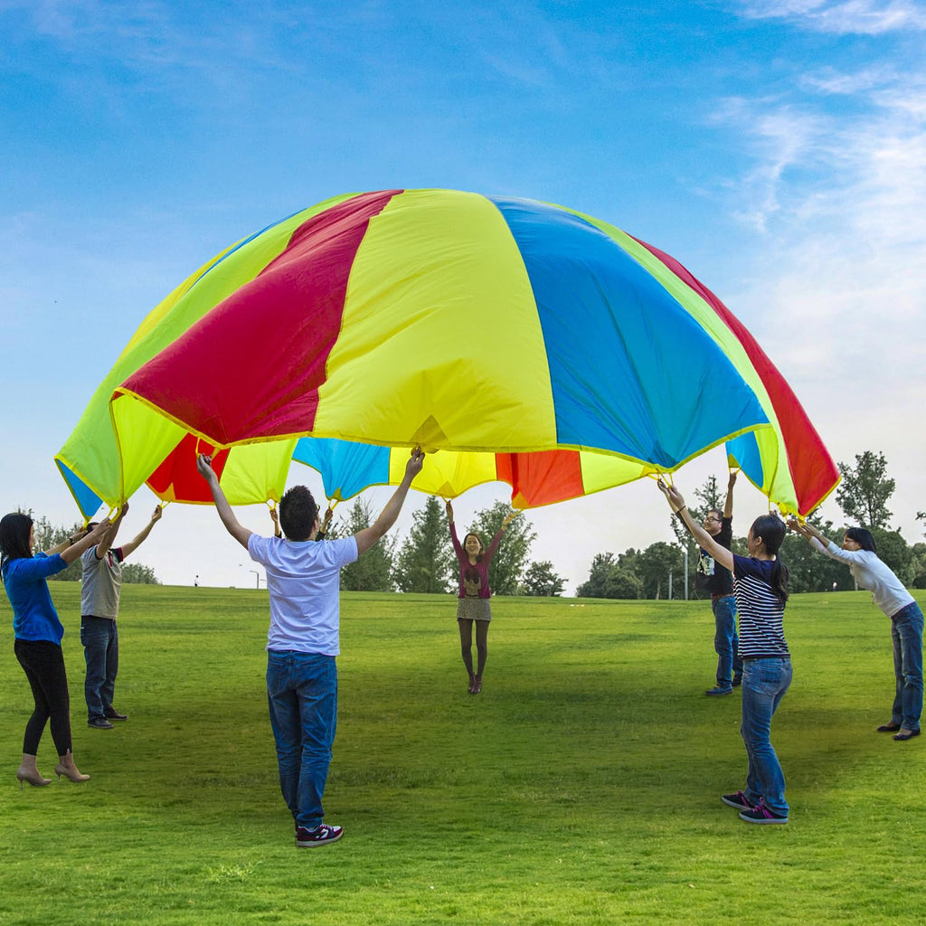 Sonyabecca Parachute, Play Parachute 20Ft With 16 Handles For Kids Cooperation Group Play