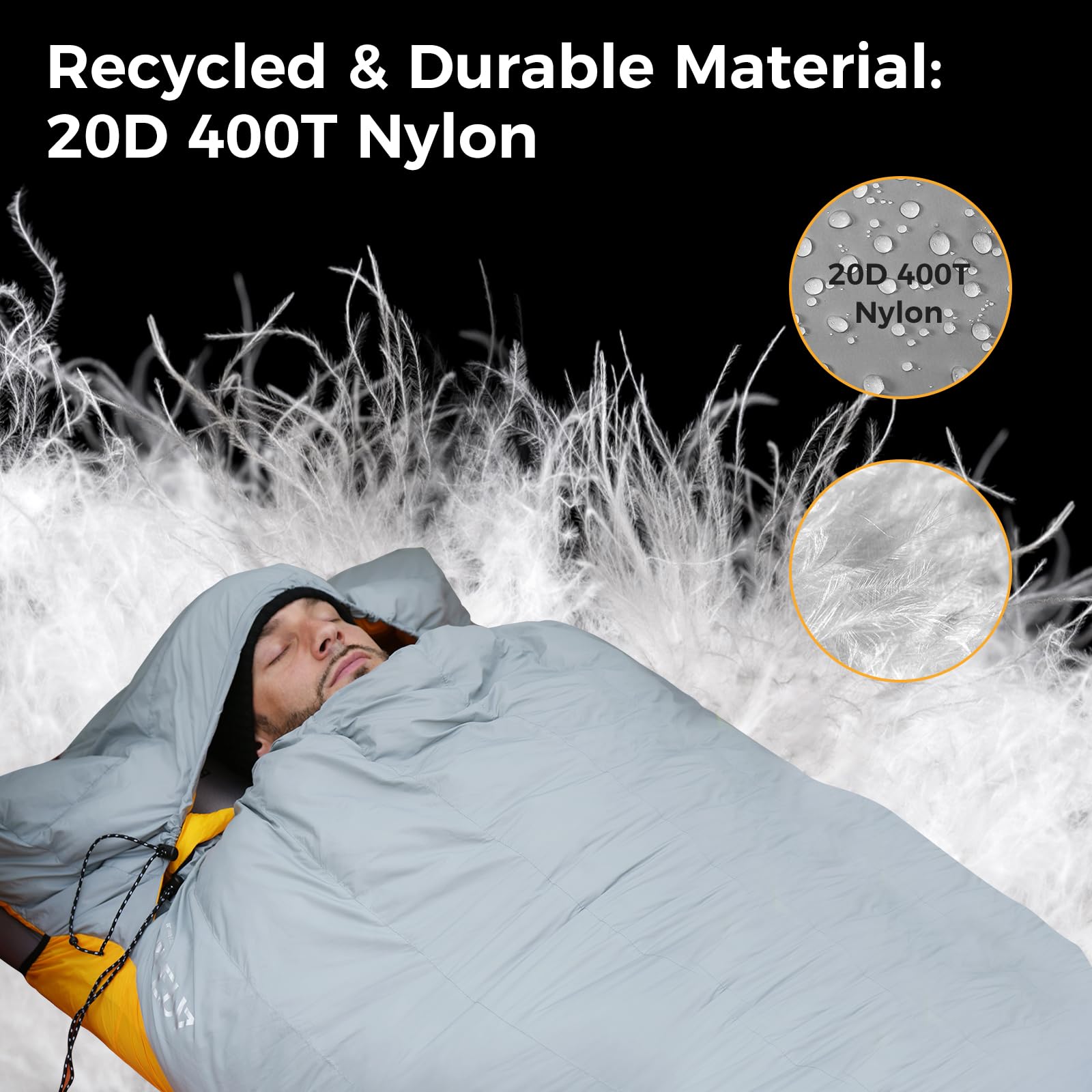 Atepa Bulwark 300 50? Down Sleeping Bag For Adults, 650Fp Recycled Wearable Ultralight 3 Season Compact Sleeping Bags With Compr