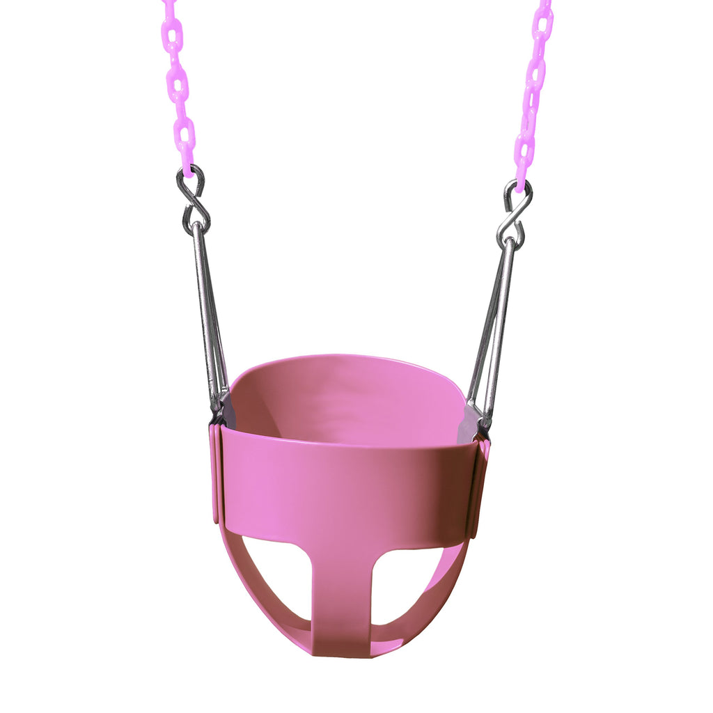 Gorilla Playsets 04-0008-Pk/Pk Full Bucket Toddler Swing, Pink Bucket, Pink 60'' Plastic Coated Chains, 50 Lb Capacity