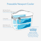 PackIt Freezable Newport Cooler, Black, Collapsible, Reusable, Built with ECOFREEZE Technology, Wide Top Opening, Double Zip Clo