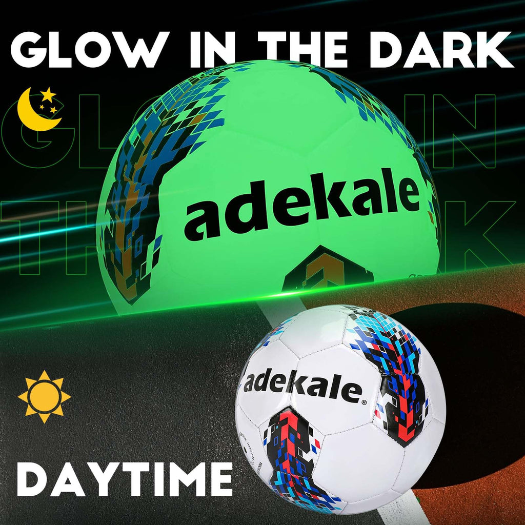 Adekale Soccer Balls Size 5,Glow In The Dark Official Size Soccer Ball,Indoor/Outdoor Light Up Training Ball With Pump And Needl