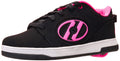 HEELYS Girls Voyager Tennis Shoe, Black/Pink, 7 M US Big Kid