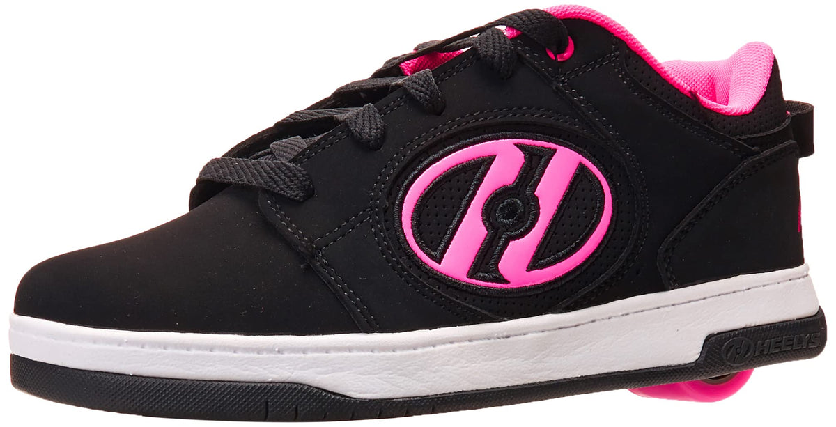HEELYS Girls Voyager Tennis Shoe, Black/Pink, 7 M US Big Kid