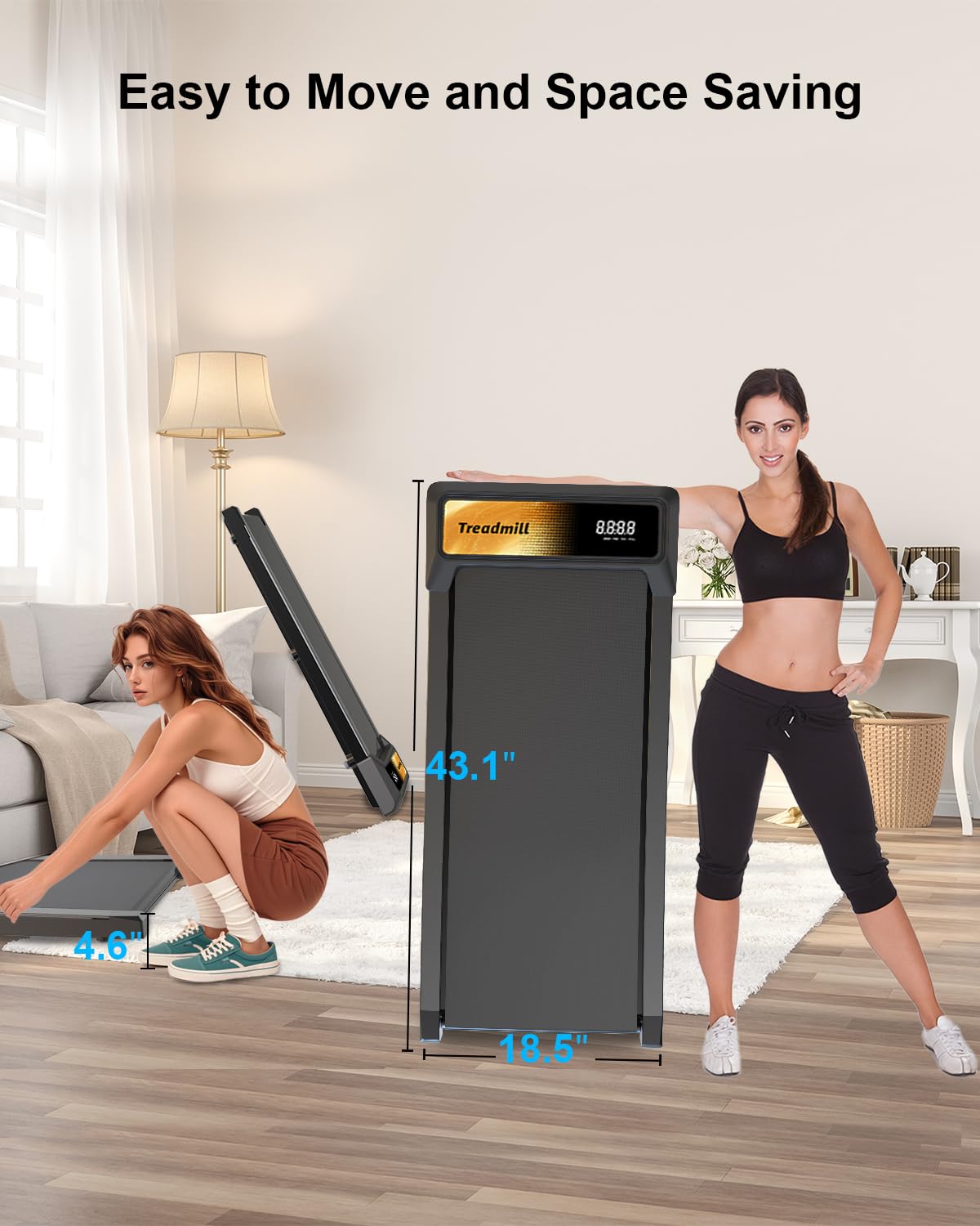 Walking Pad Treadmill, Under Desk Treadmill, Low Noise, 2.5 Hp With Maximum Capacity Of 265 Lbs Treadmills For Home & Office, Wa