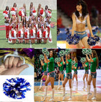 Puzine 2Pack 12 Cheerleading Metallic Foil & Plastic Ring Pom Poms Cheerleading Poms (80G) (Blue With Gold)