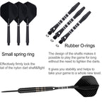 Steel Tip Darts Set For Dartboard, Professional Darts With Metal Tip 23 Grams, Brass Barrel + Black Aluminium Nylon Shafts 9 Fli