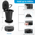 Upgrade Retractable Portable Toilet For Adults - 18.6H Adjustable Height Camping Tall Toilet, Xl Travel Folding Toilet With Lid