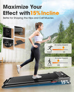 Large Walking Pad With Handle Bar, 17 Widened Running Belt, 15% Incline Treadmill, 4Mph/7.6Mph, 3.0 Hp Treadmill With 380Lbs Cap