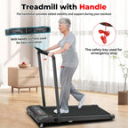 Subsun 2 In 1 Folding Treadmill, Walking Pad With Handle Bar, Under Desk Treadmill With 265 Lbs Capacity For Office, Remote Cont