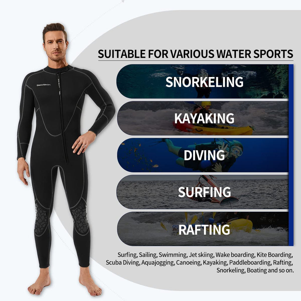 Mens 3Mm Shorty Wetsuit, Full Body Diving Suit Front Zip Diving Wetsuit Snorkeling Surfing (Mens Fullsuit, M)