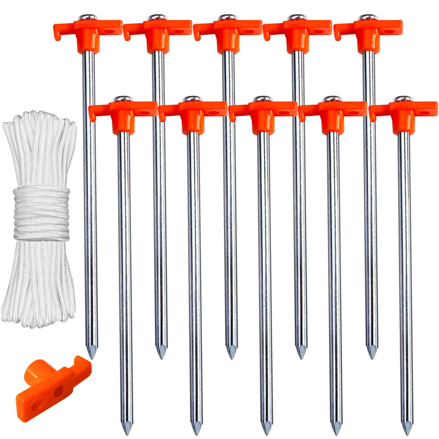 Abccanopy Tent Stakes Camping Tent Stakes, 10Pc-Pack (Orange)